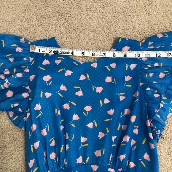 Saylor Jen Blue Floral Polka Dot Maxi Dress XS - Picture 11 of 15